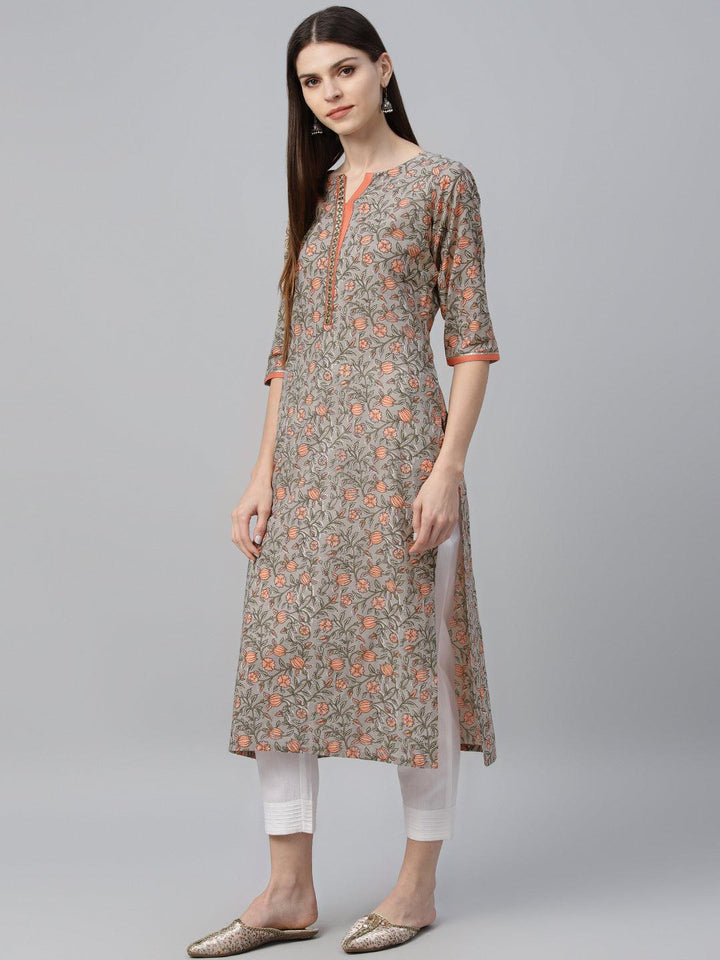 Multicoloured Printed Cotton Kurta - ShopLibas