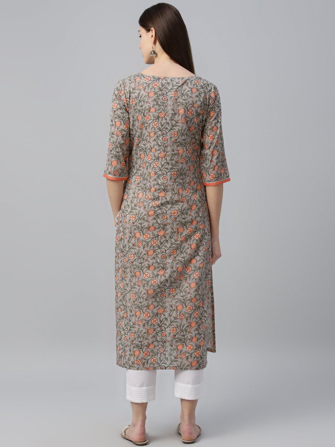 Multicoloured Printed Cotton Kurta - ShopLibas