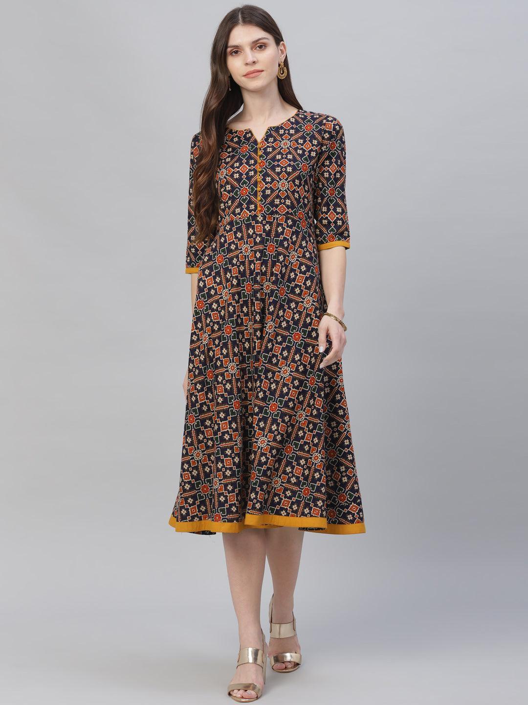 Multicoloured Printed Cotton Dress