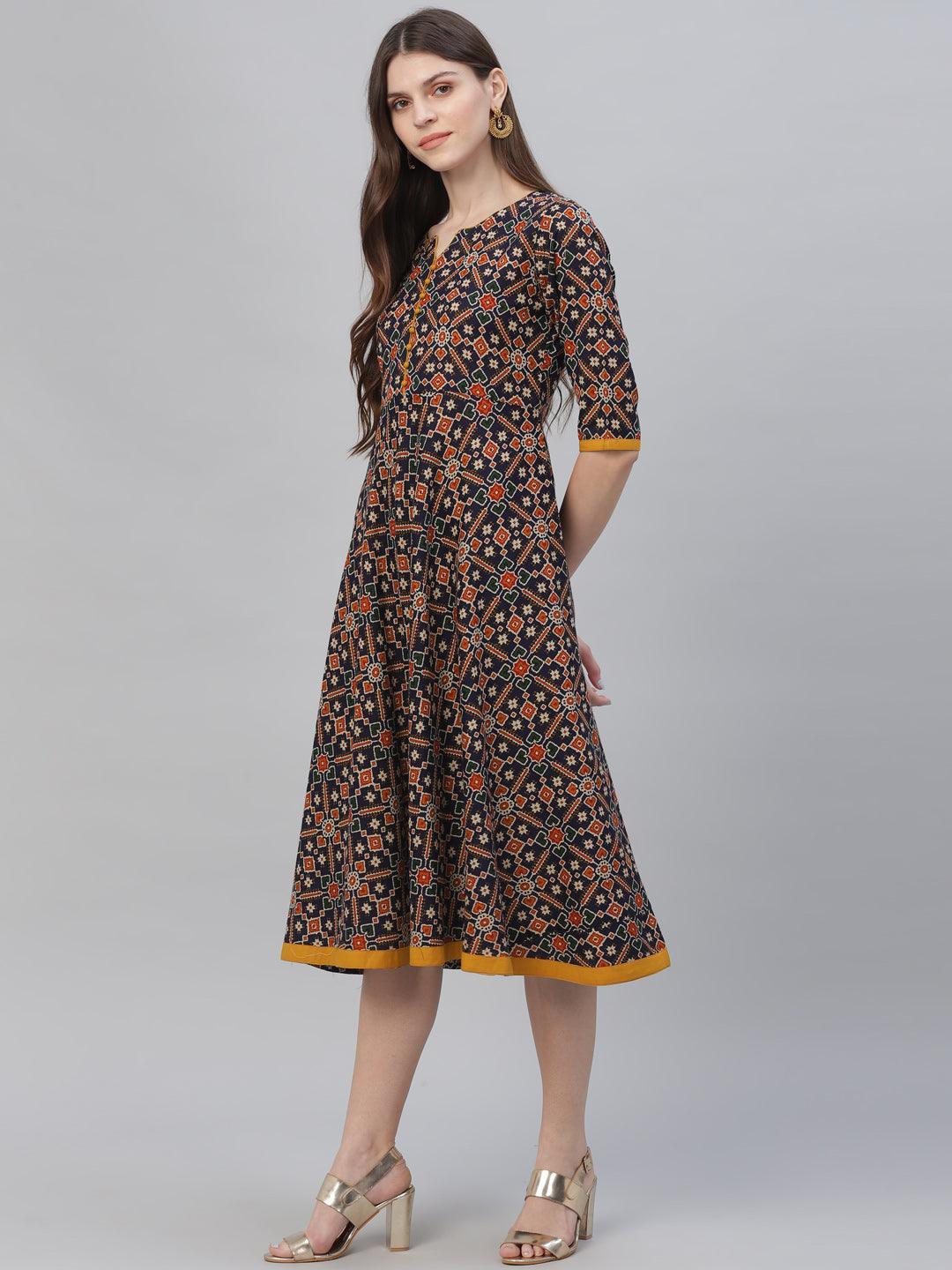 Multicoloured Printed Cotton Dress