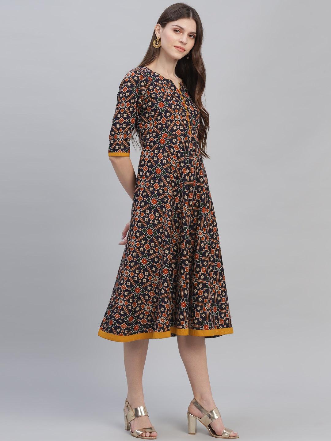 Multicoloured Printed Cotton Dress