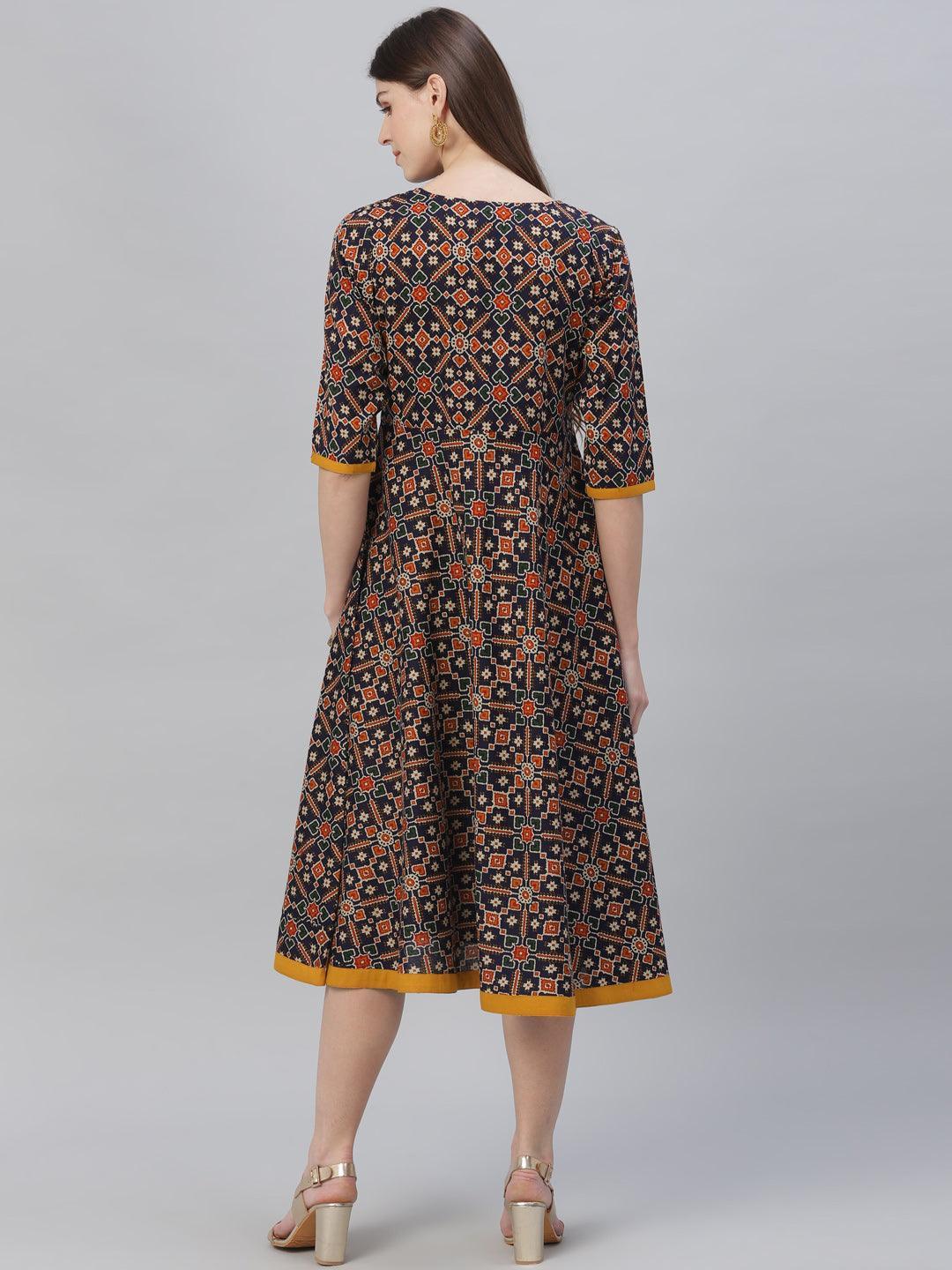 Multicoloured Printed Cotton Dress