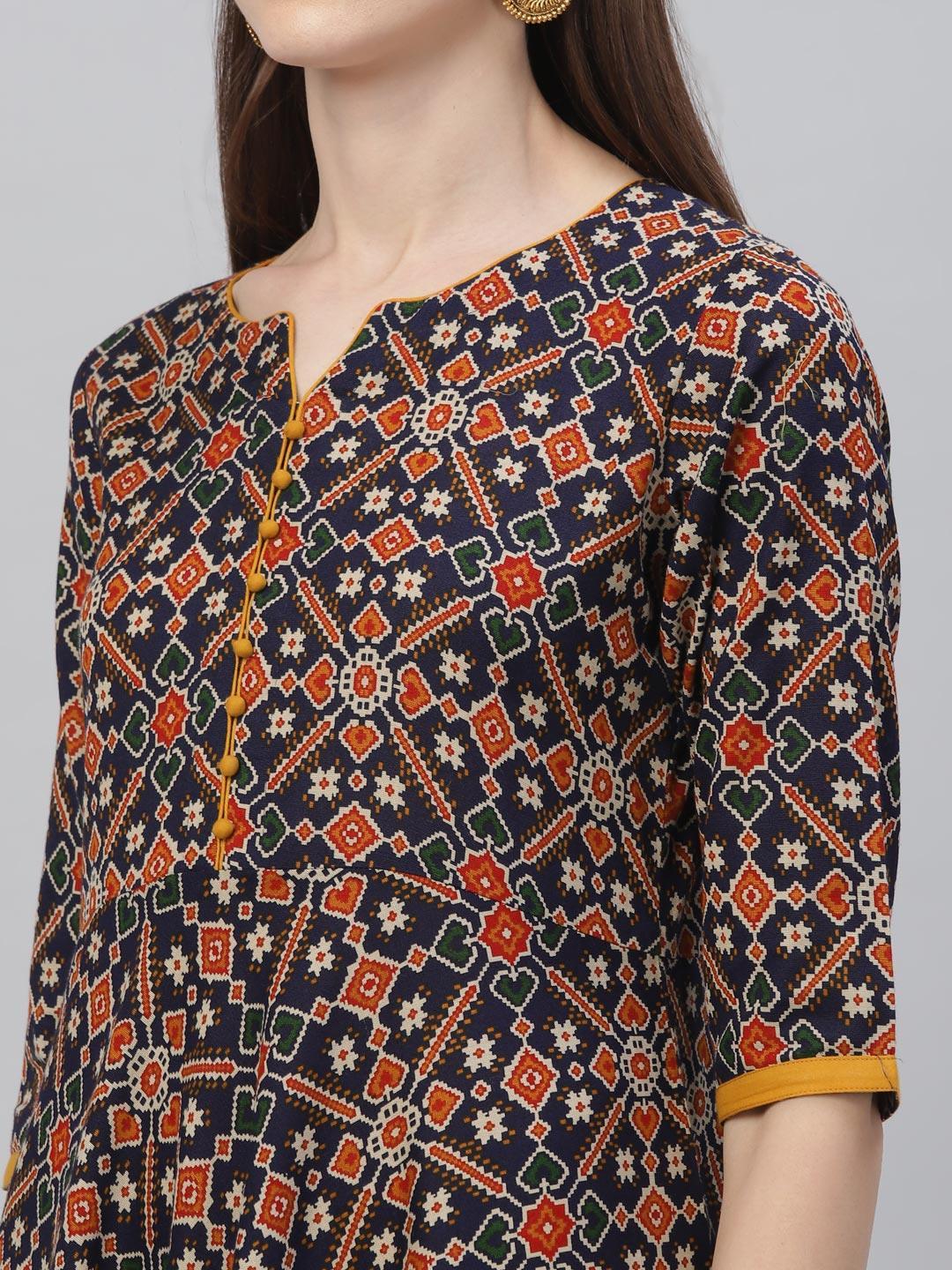 Multicoloured Printed Cotton Dress