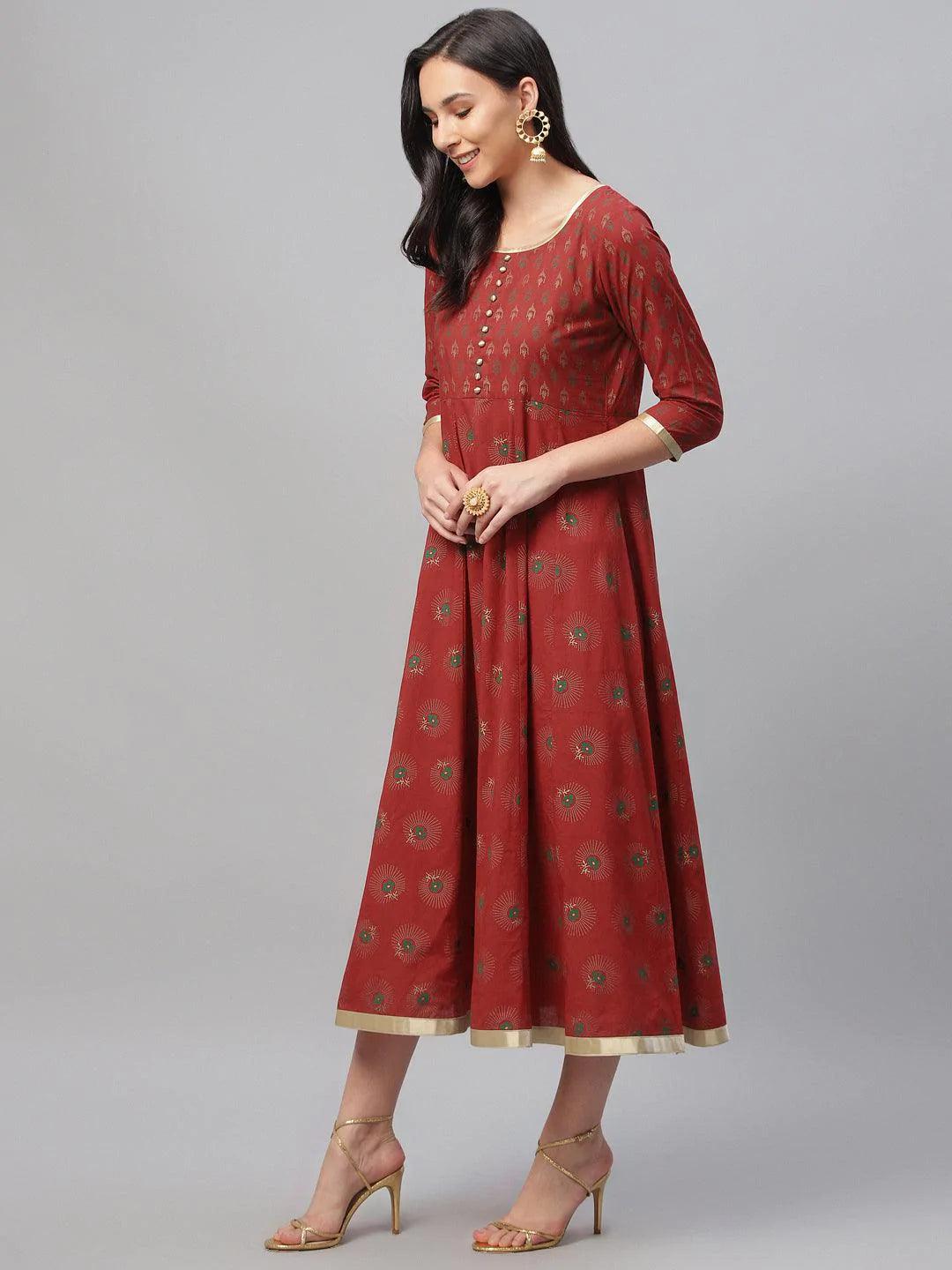 Red Printed Cotton Dress