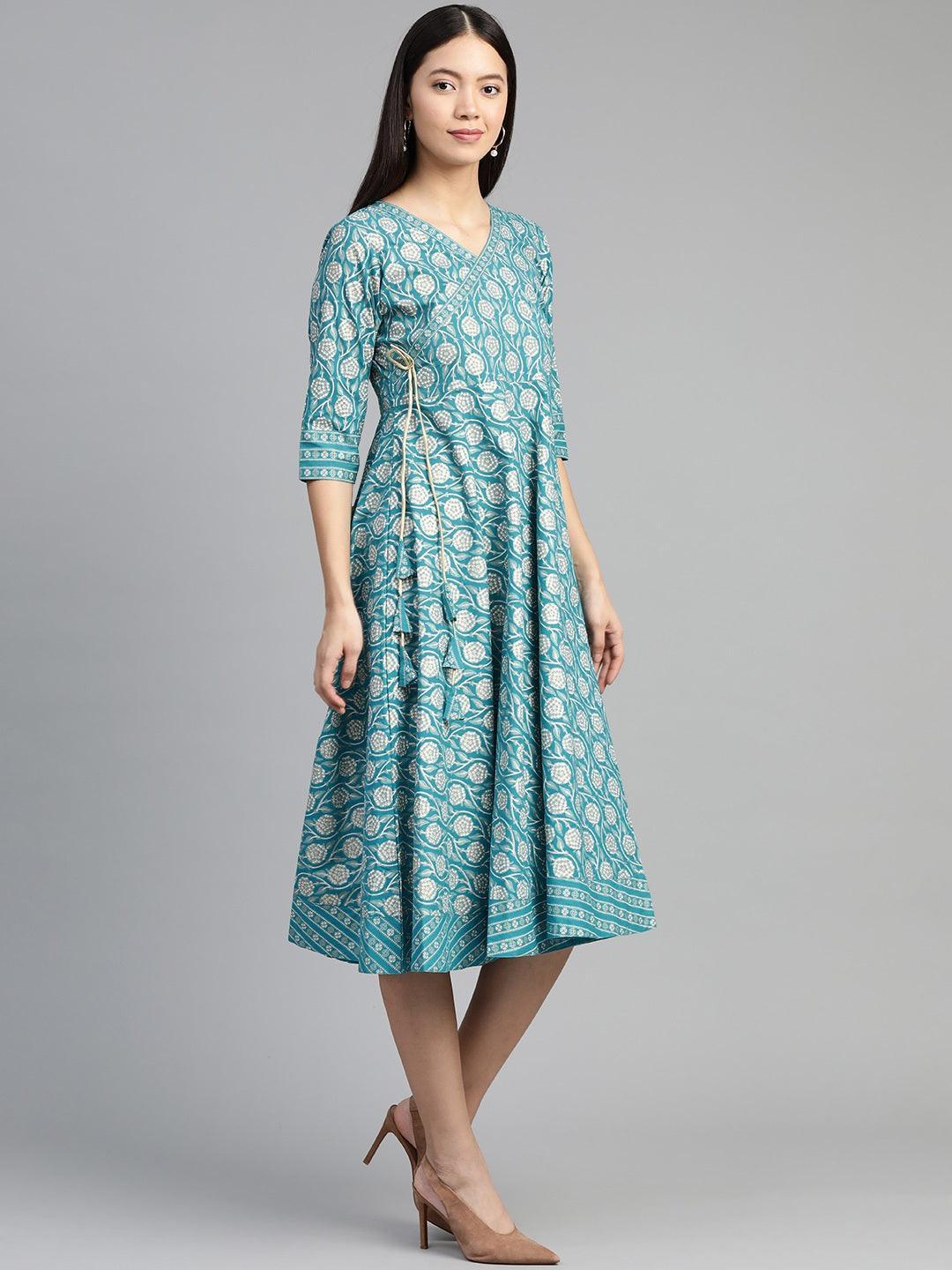 Blue Printed Cotton Dress