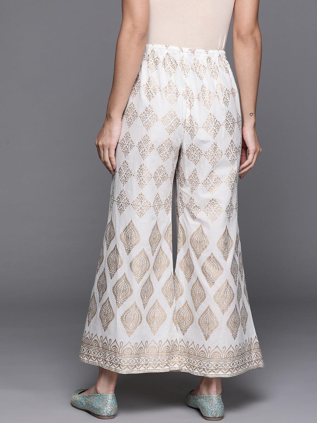 White Printed Cotton Palazzos