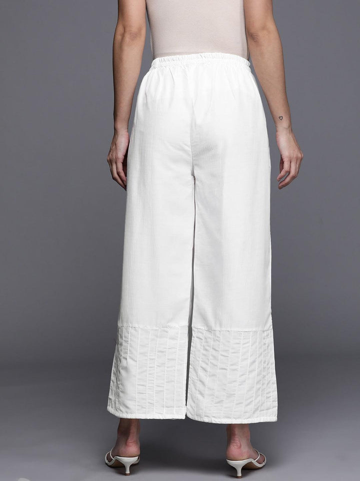 White Solid Silk Palazzos - ShopLibas