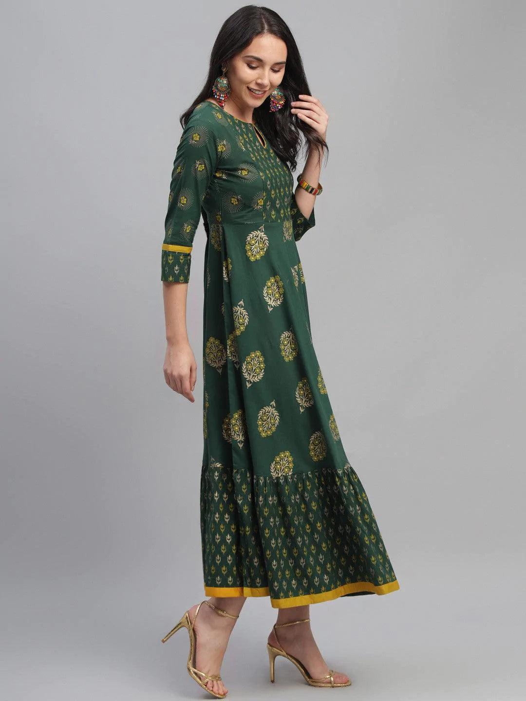 Green Printed Cotton Dress