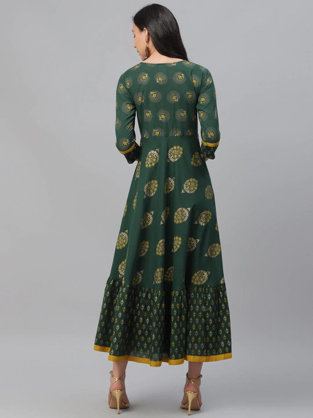 Green Printed Cotton Dress