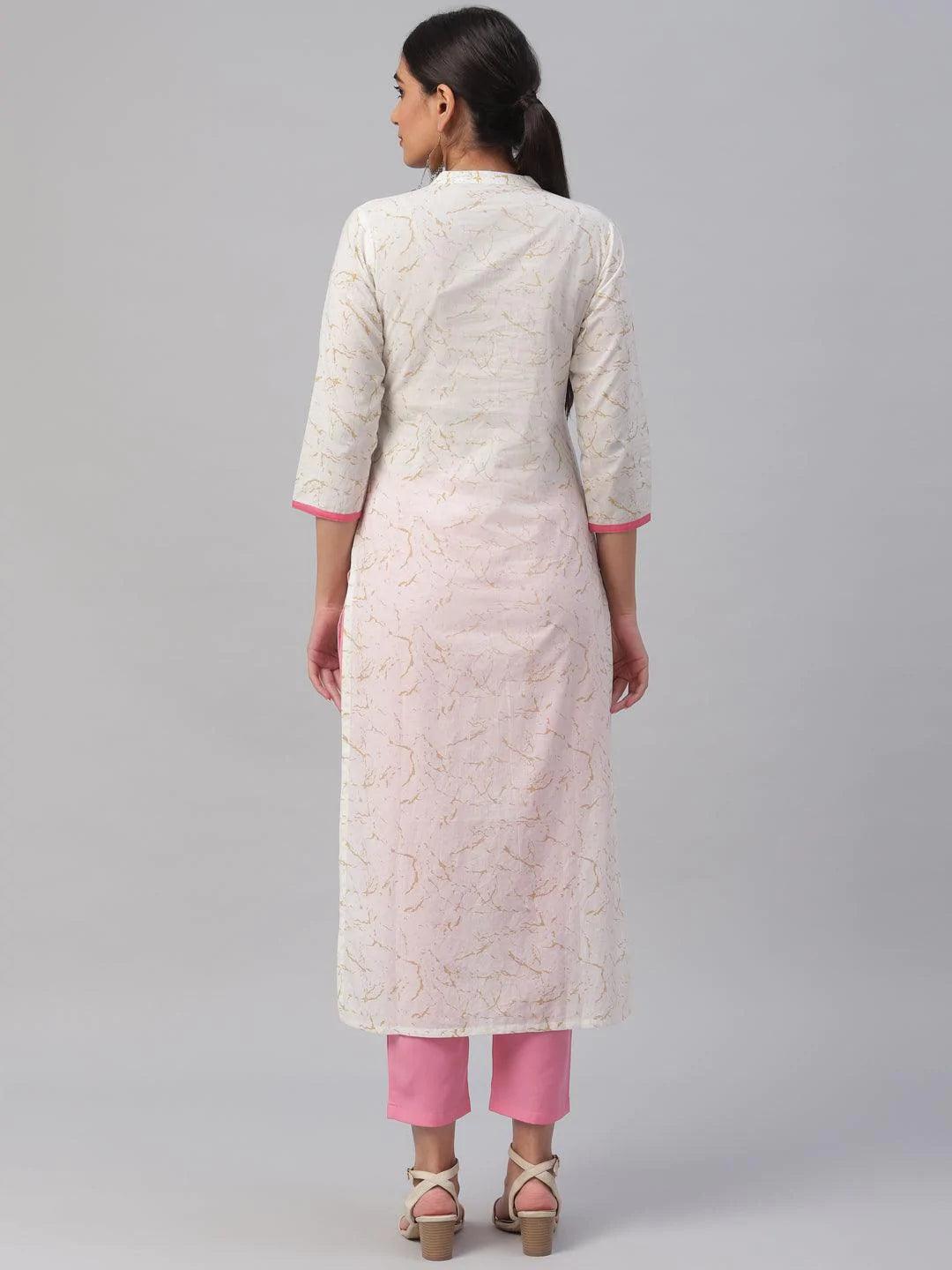 White Embroidered Cotton Kurta - ShopLibas