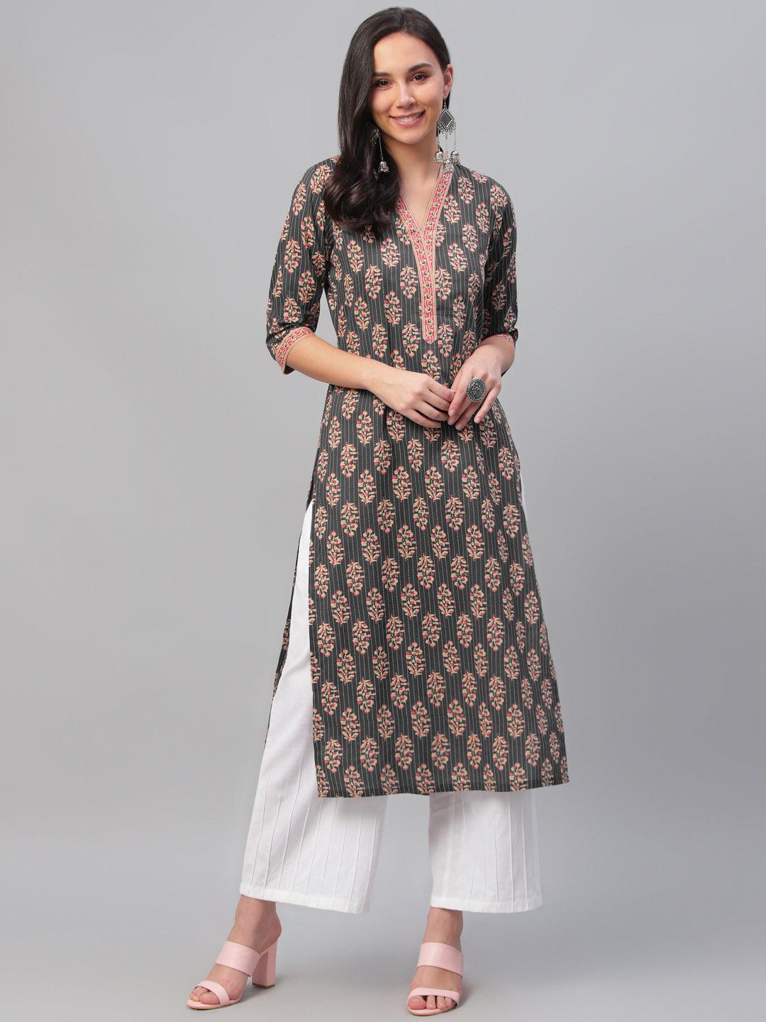 Multicoloured Printed Cotton Kurta - ShopLibas