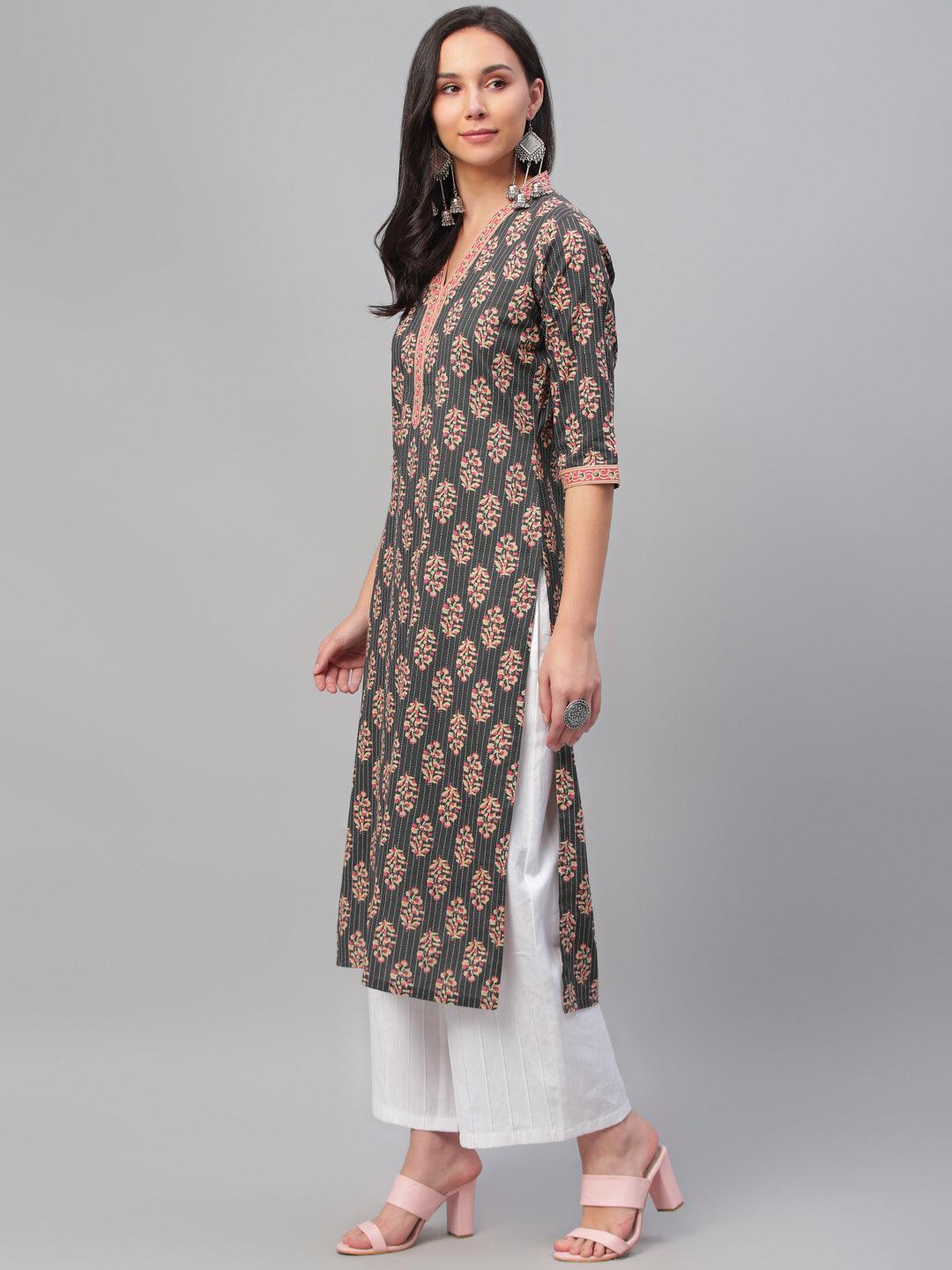 Multicoloured Printed Cotton Kurta - ShopLibas