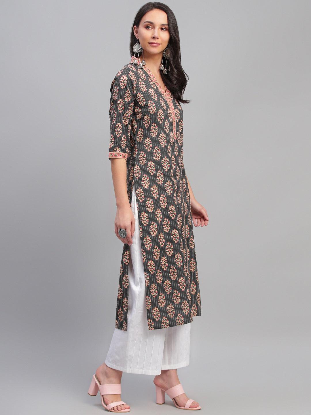 Multicoloured Printed Cotton Kurta - ShopLibas