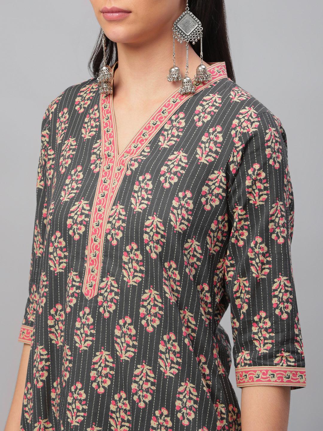 Multicoloured Printed Cotton Kurta - ShopLibas