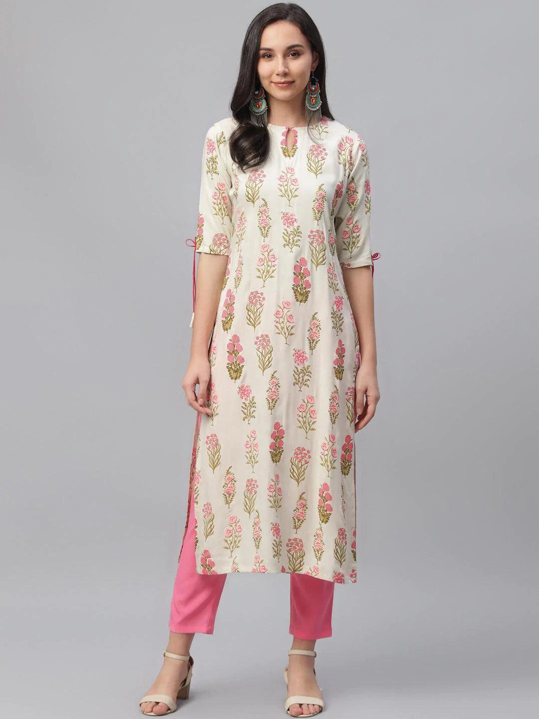 Multicoloured Printed Rayon Kurta - ShopLibas