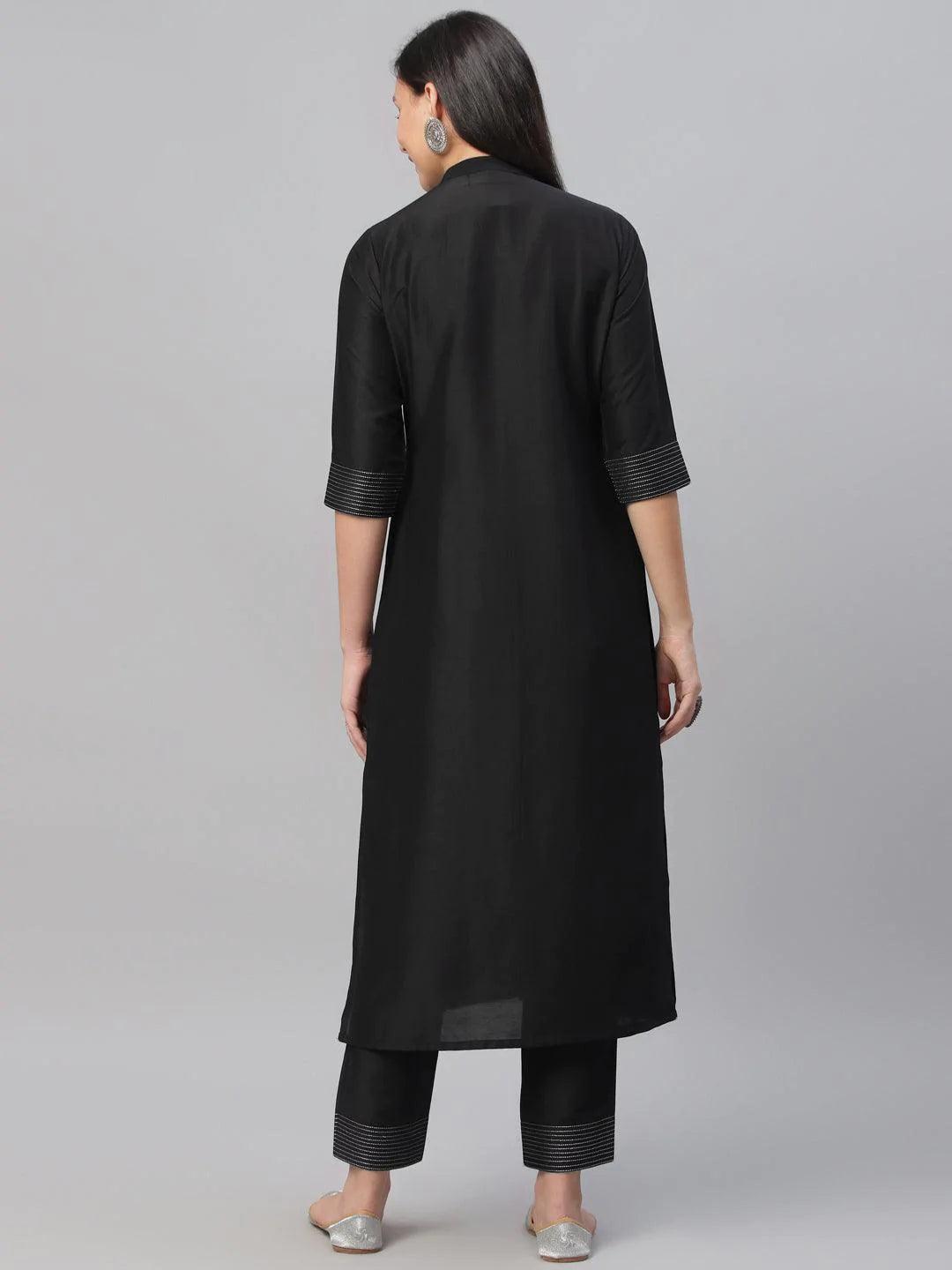 Black Embroidered Crepe Kurta