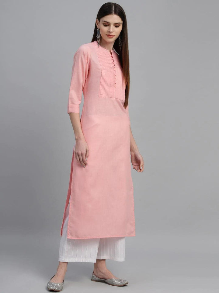 Pink Solid Cotton Kurta - ShopLibas