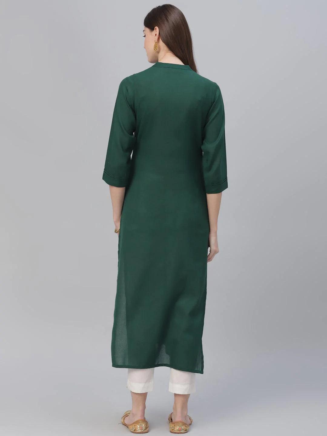 Green Solid Rayon Kurta