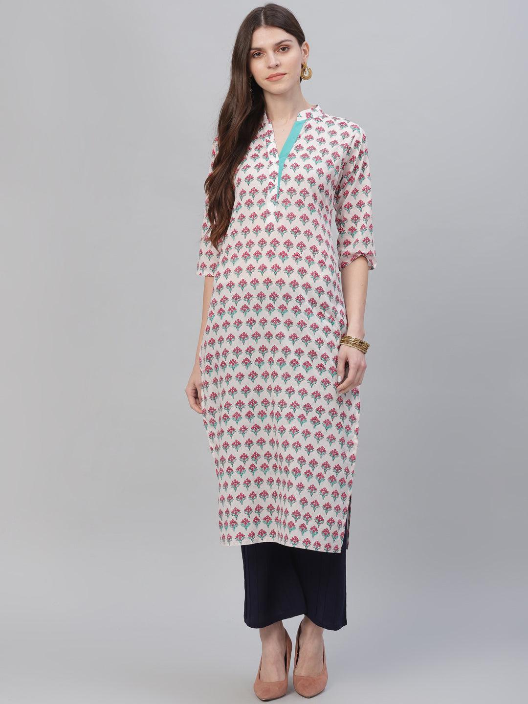 Multicoloured Printed Cotton Kurta - ShopLibas