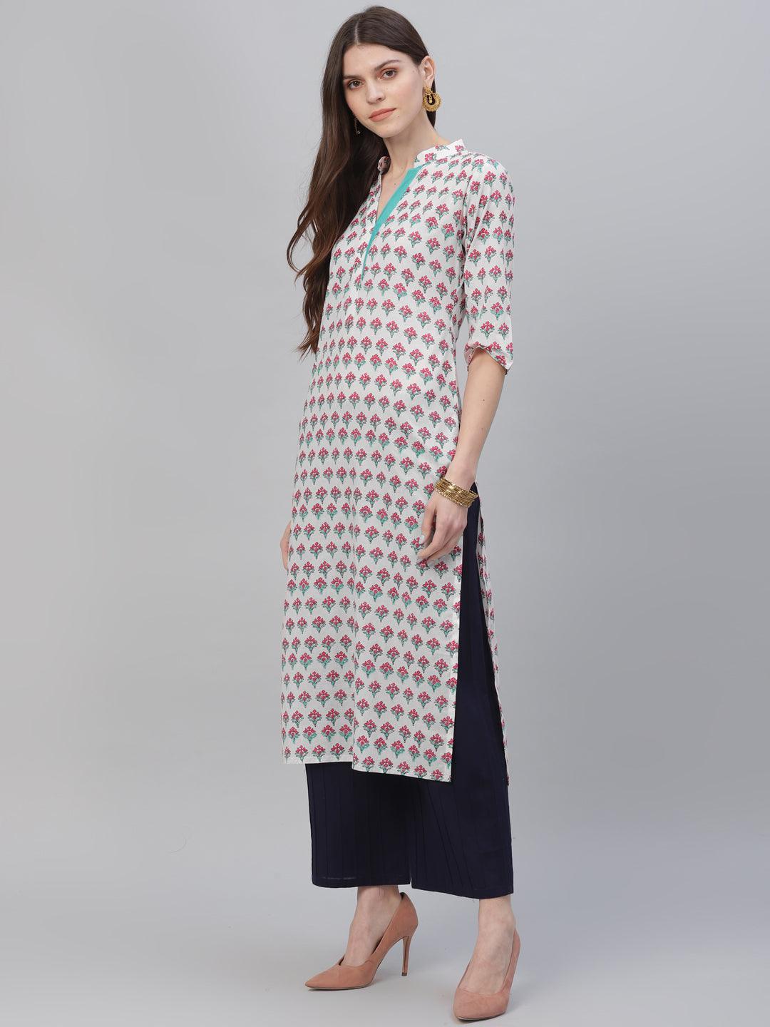 Multicoloured Printed Cotton Kurta - ShopLibas