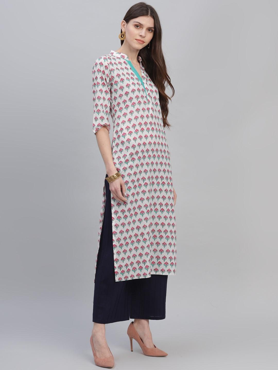 Multicoloured Printed Cotton Kurta - ShopLibas