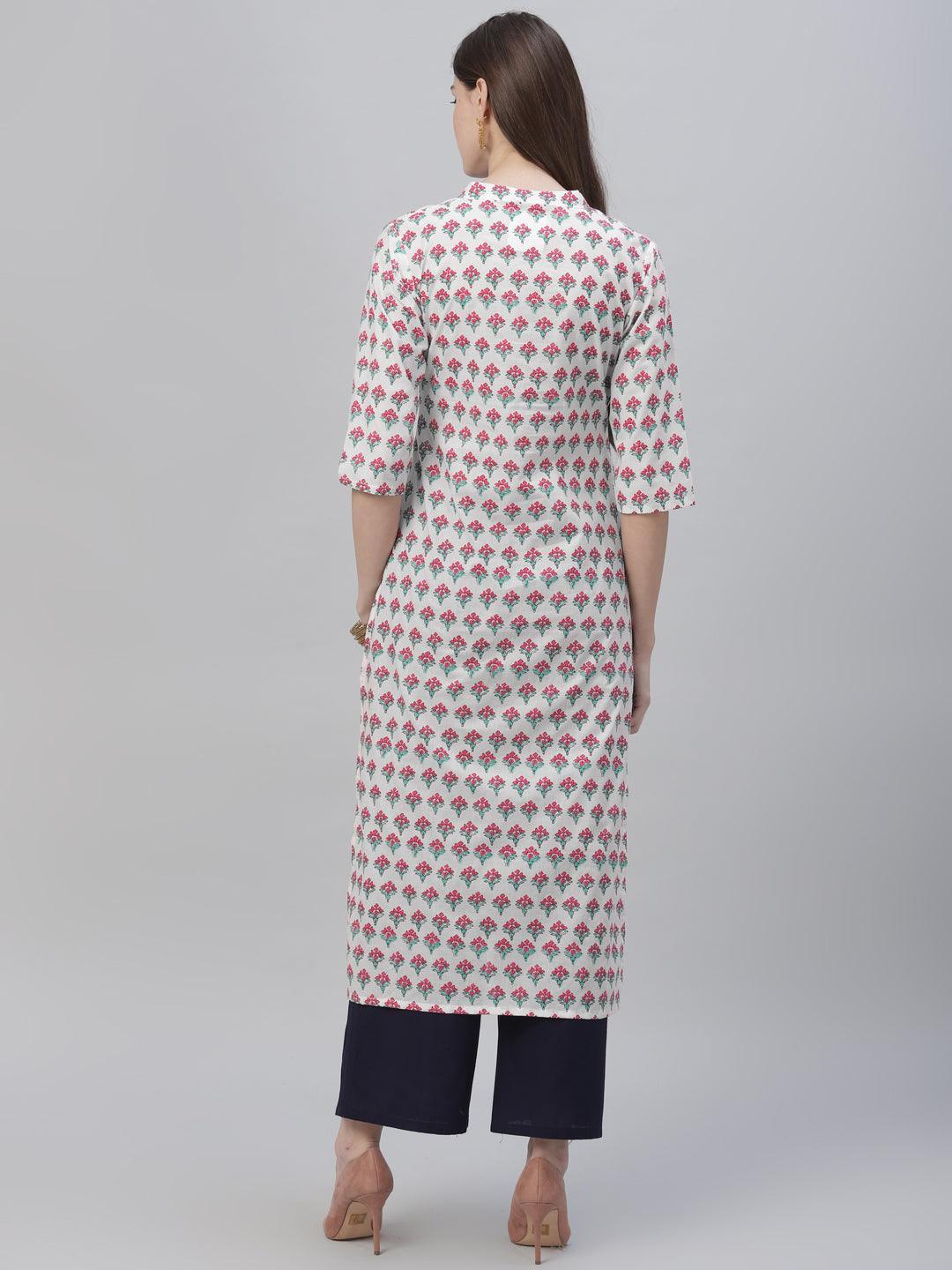 Multicoloured Printed Cotton Kurta - ShopLibas