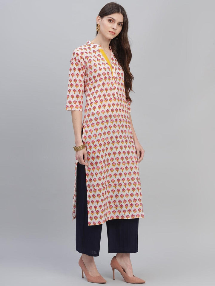 Multicoloured Printed Cotton Kurta - ShopLibas