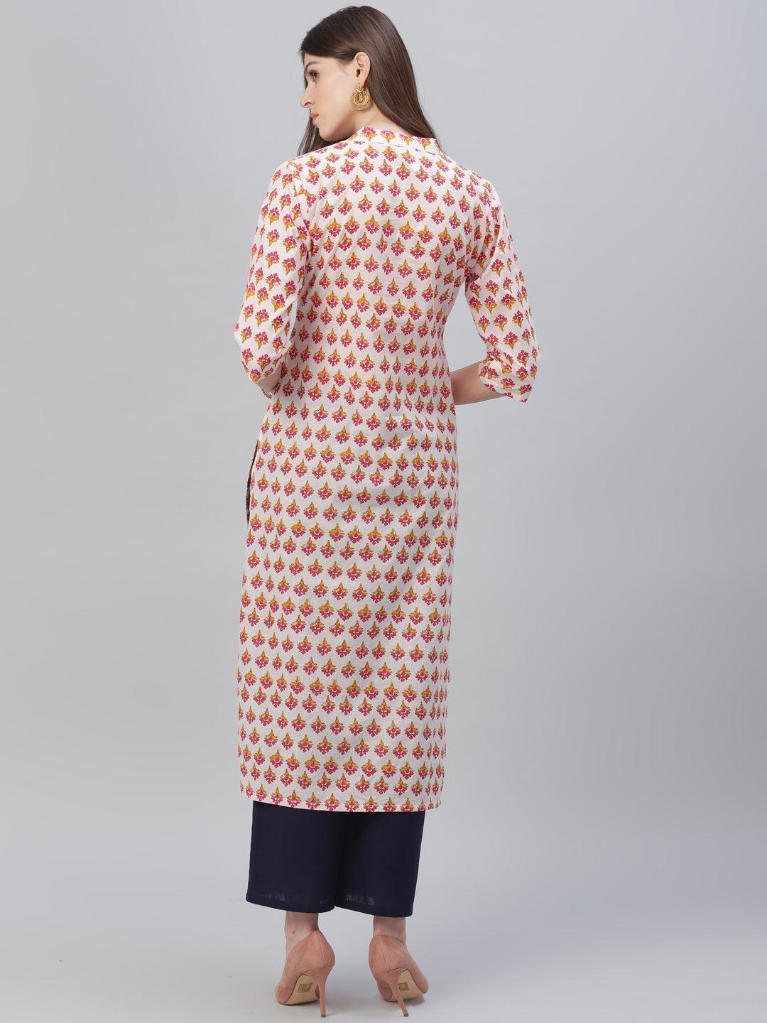 Multicoloured Printed Cotton Kurta