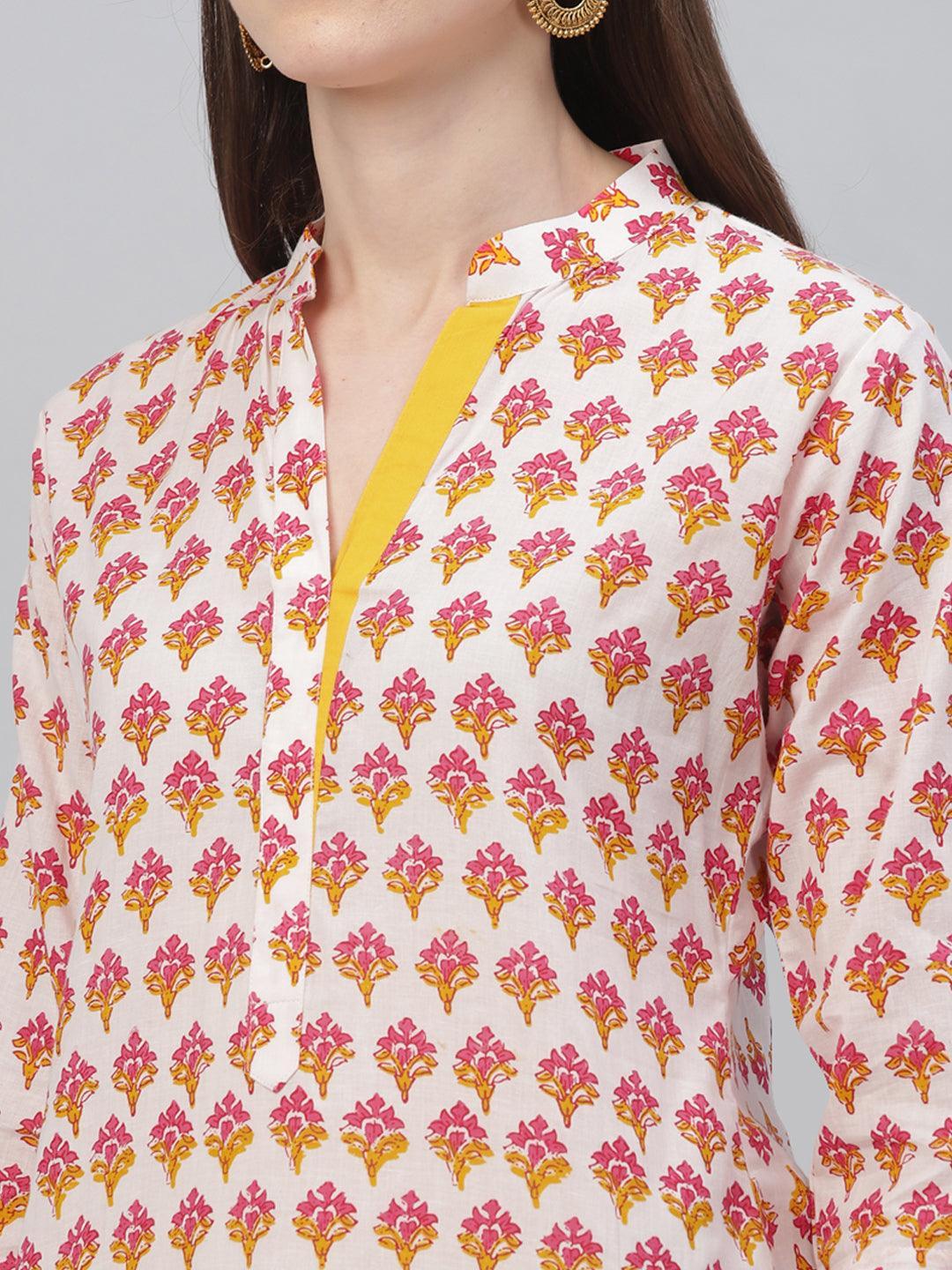 Multicoloured Printed Cotton Kurta - ShopLibas