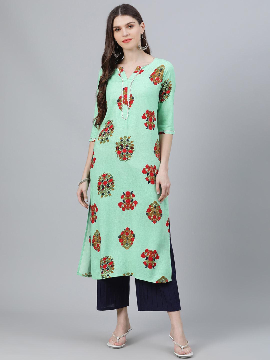 Multicoloured Printed Rayon Kurta