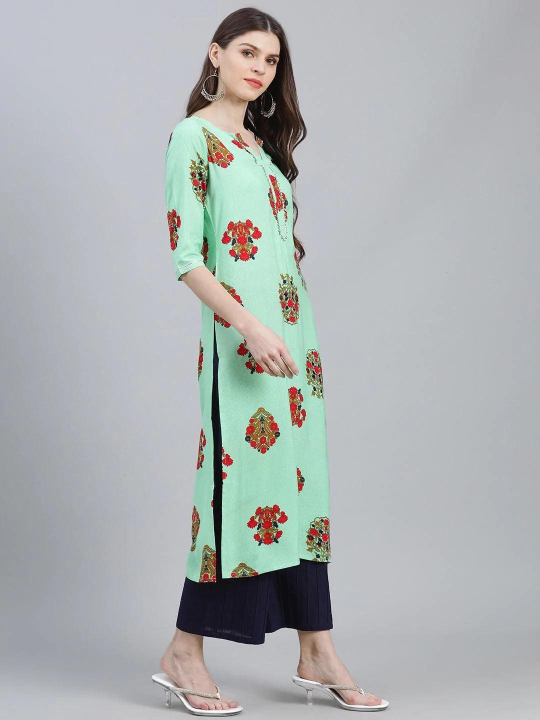 Multicoloured Printed Rayon Kurta