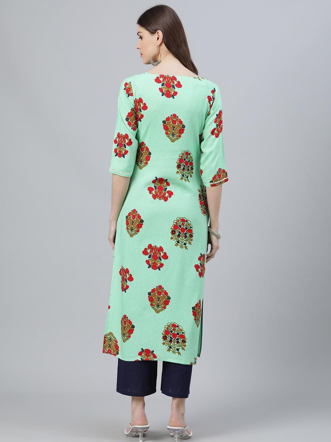 Multicoloured Printed Rayon Kurta