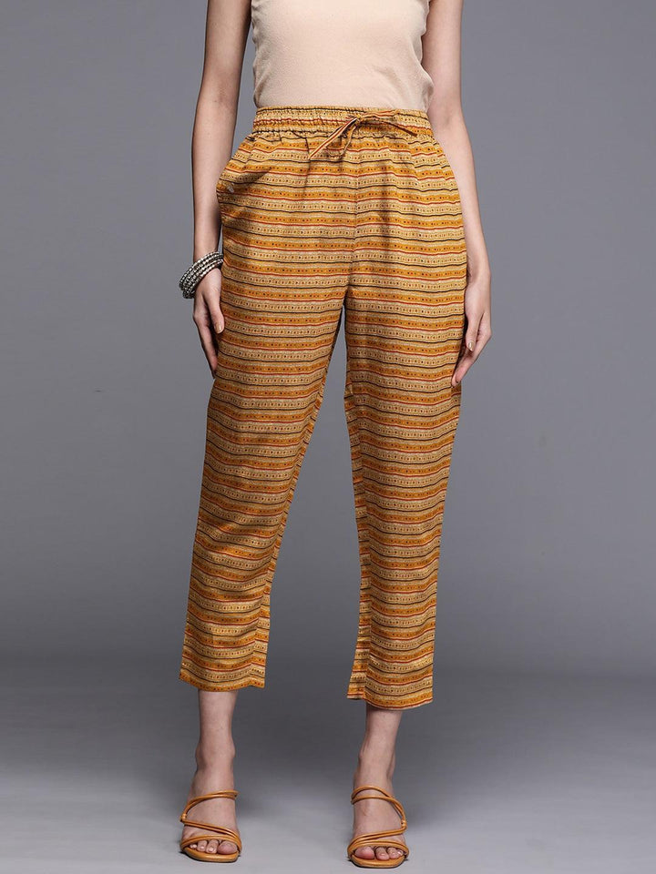 Yellow Striped Silk Trousers - ShopLibas