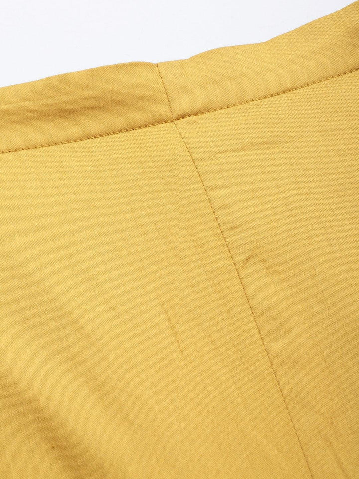 Yellow Solid Silk Trousers - ShopLibas