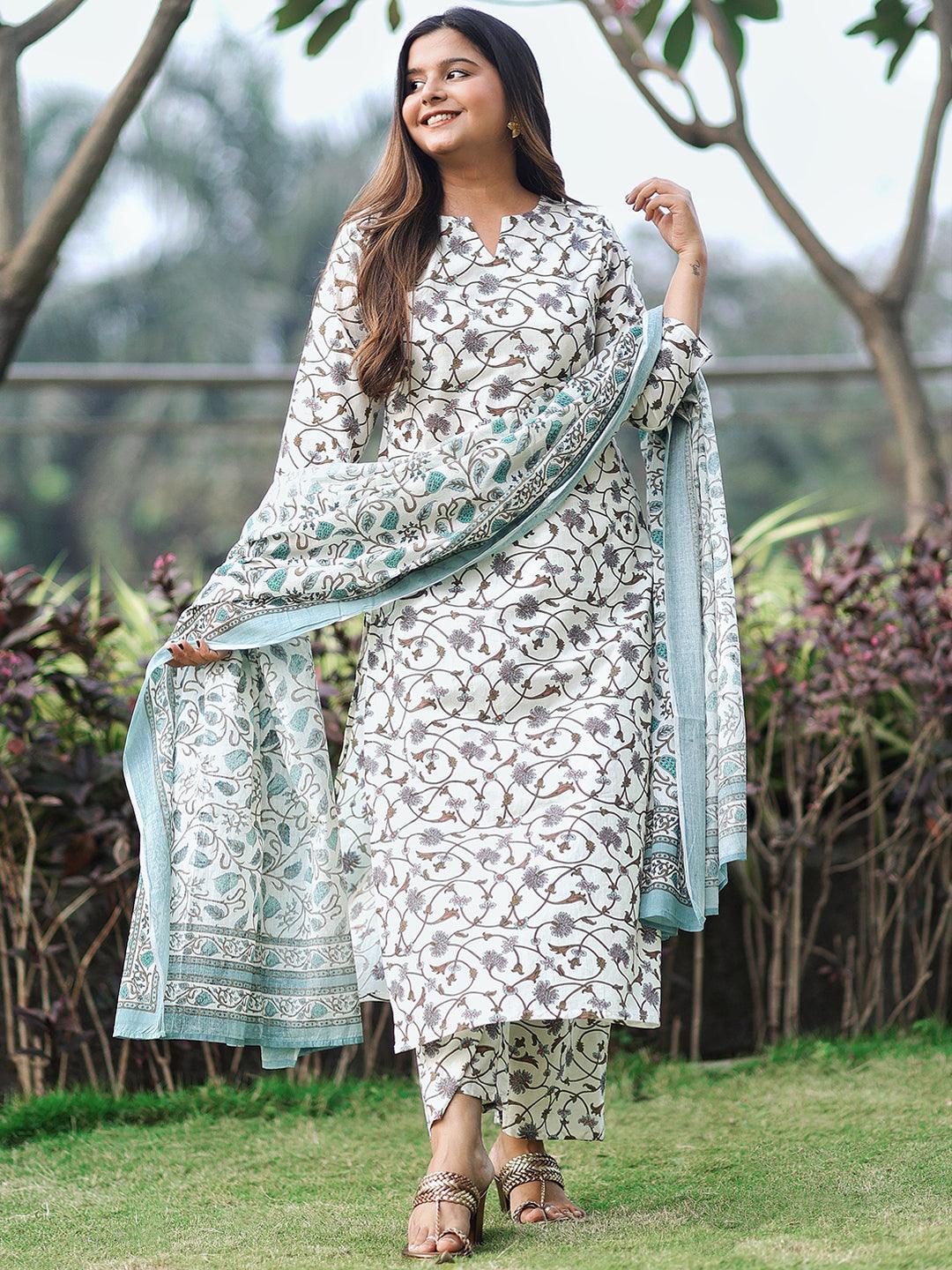 Cotton suits with dupatta online best sale