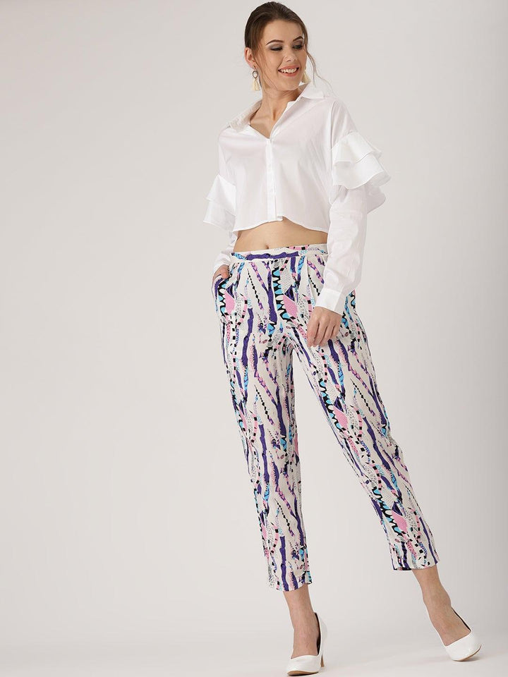 Multicoloured Abstract Rayon Trousers - ShopLibas