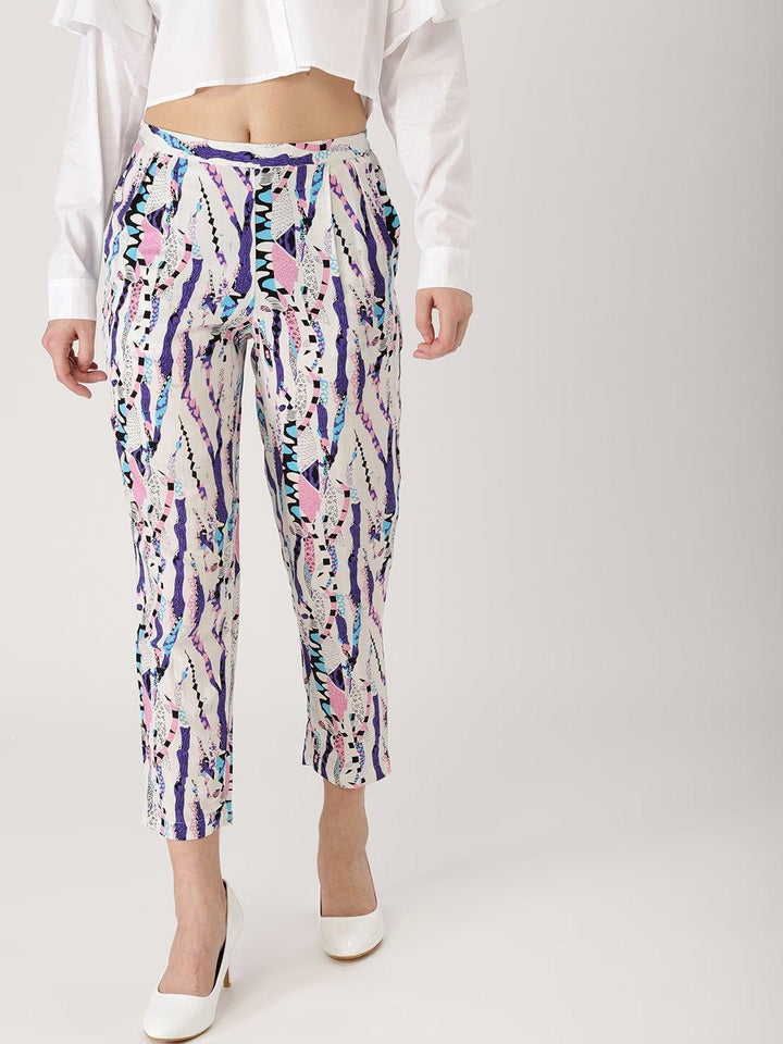 Multicoloured Abstract Rayon Trousers - ShopLibas