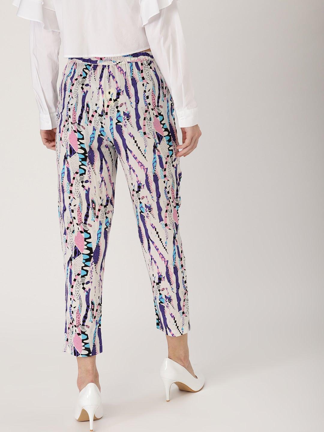 Multicoloured Abstract Rayon Trousers - ShopLibas