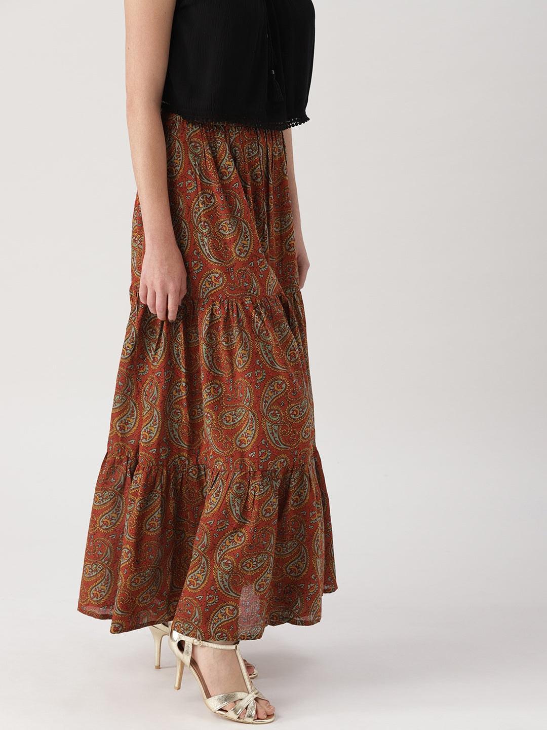 Brown Printed Cotton Skirts