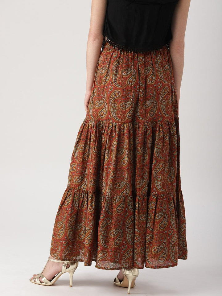 Brown Printed Cotton Skirts - ShopLibas