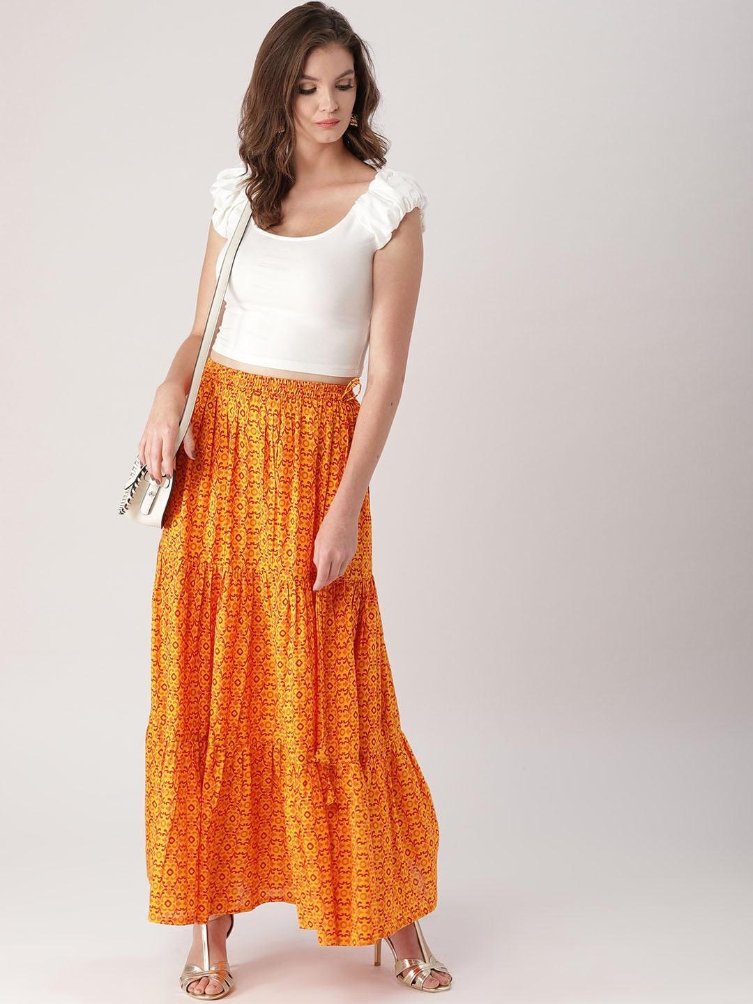 Yellow Printed Cotton Skirt