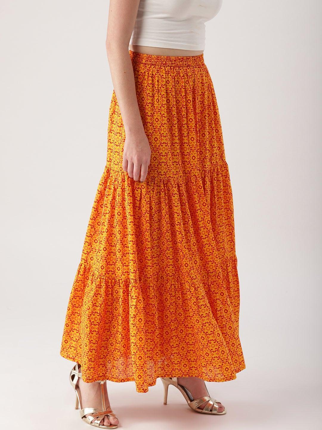 Yellow Printed Cotton Skirt