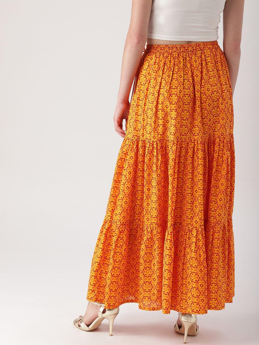 Yellow Printed Cotton Skirt