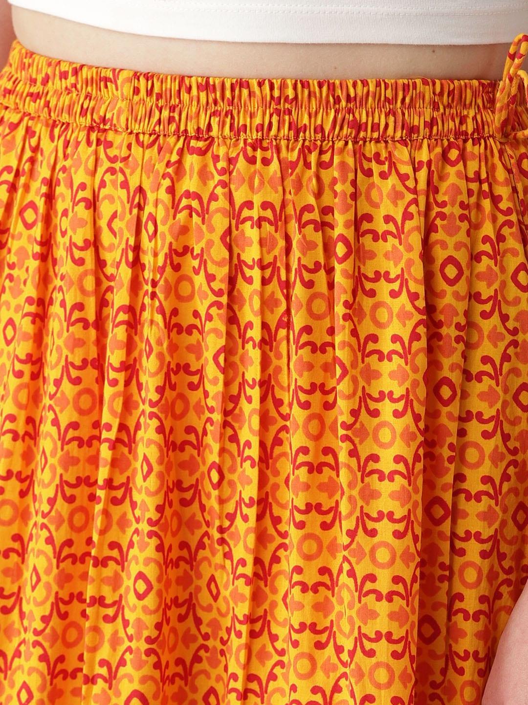 Yellow Printed Cotton Skirt