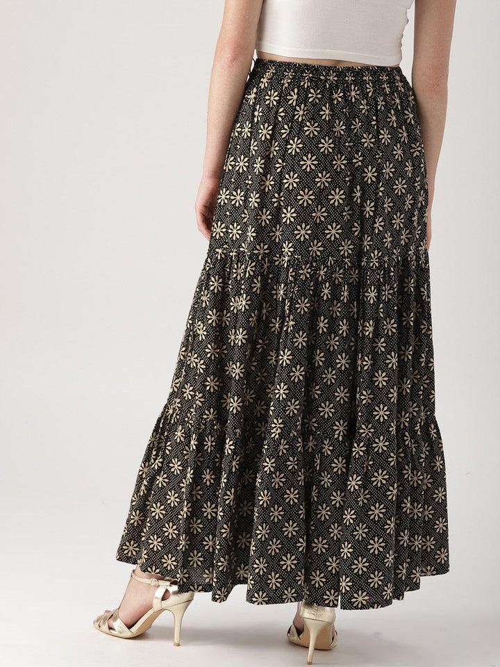 Black Printed Cotton Skirt - ShopLibas