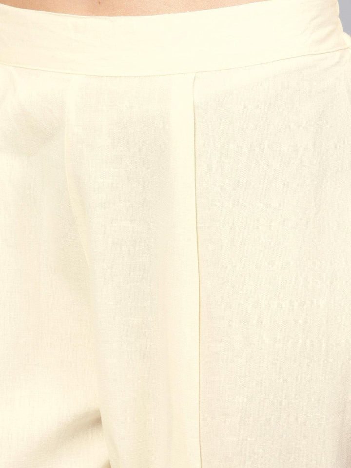 White Solid Cotton Trousers - ShopLibas