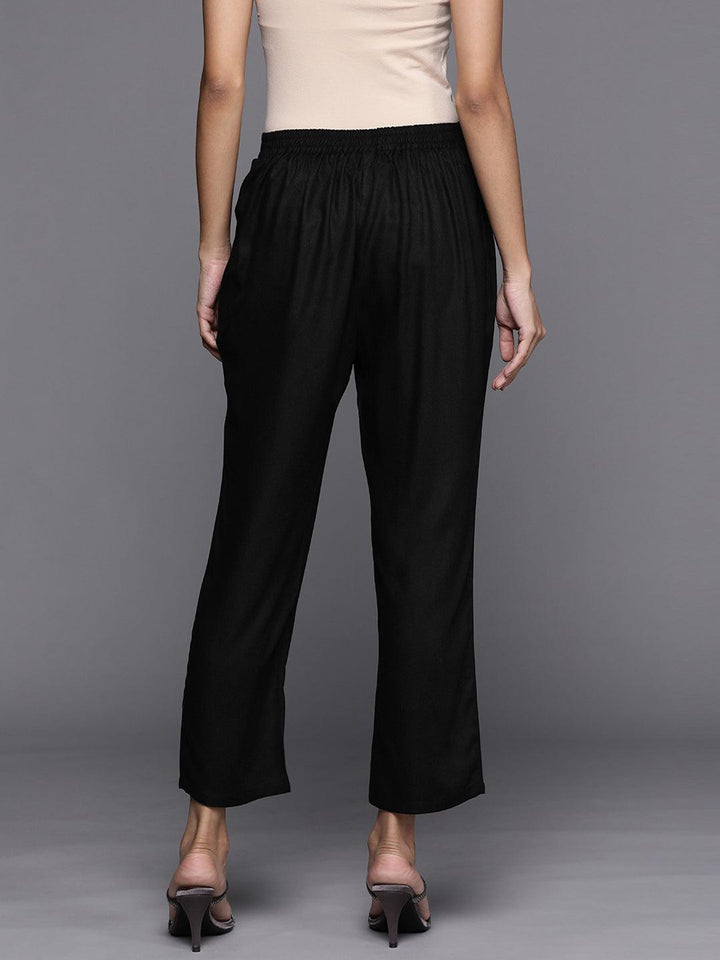 Black Solid Pashmina Wool Trousers - ShopLibas