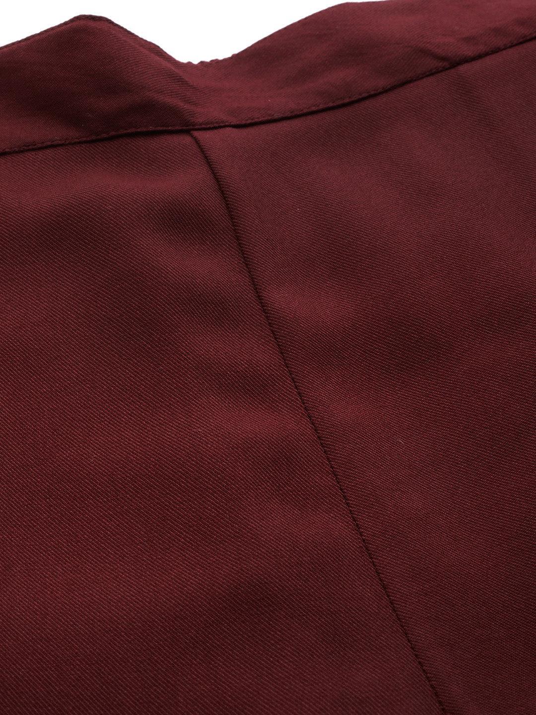 Maroon Solid Pashmina Wool Trousers - ShopLibas