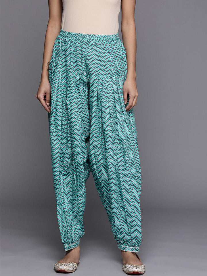 Blue Printed Cotton Salwar Pants - ShopLibas