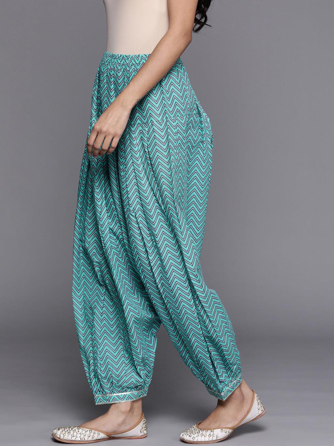 Blue Printed Cotton Salwar Pants - ShopLibas